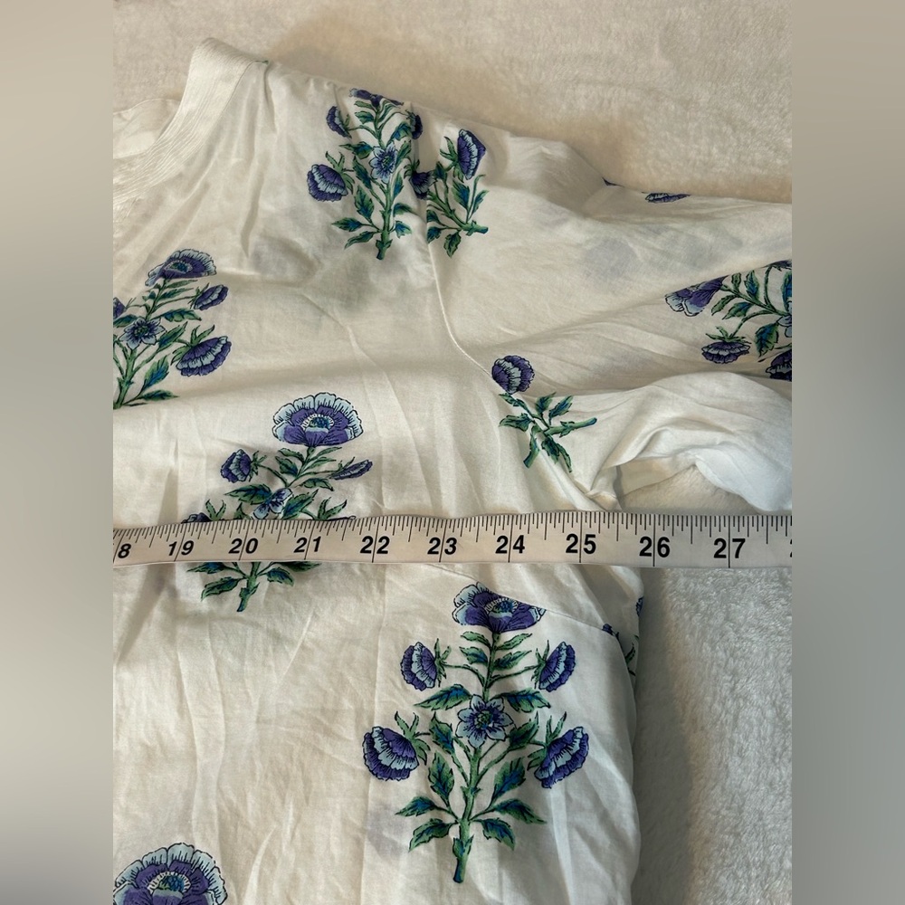 Talbots White Blouse with Blue Floral Design - Picture 9 of 11